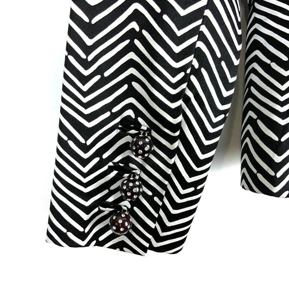 Vintage Monteverdi Couture Genova Luxury Silk Black & White Shevron Suit Sz 4 -2 - Picture 12 of 16